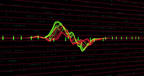 Animação Gráfico Colorido Subindo Descendo Sobre Uma Grade Conceito Mercado — Vídeo de Stock