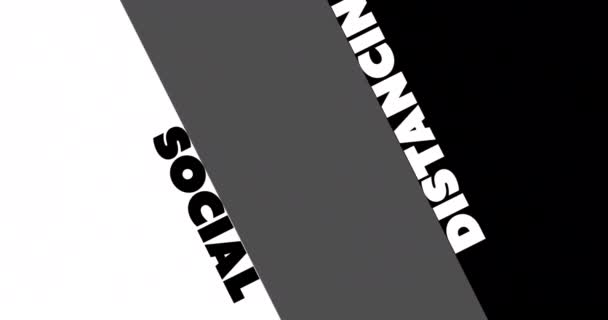 Animace Slov Společenské Psaný Černé Pohybující Bílém Pozadí Vzdálenost Napsané — Stock video