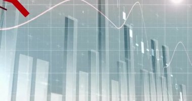 Işık arkaplanındaki yüzen bar diyagramının üzerindeki diyagramların animasyonu. Dijital çevrimiçi güvenlik arayüzü kavramı dijital olarak oluşturuldu.