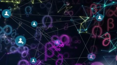 Siyah arkaplanda parlayan sosyal medya simgeleri ve sembolleri ağının animasyonu. Dijital olarak oluşturulmuş küresel sosyal medya çevrimiçi topluluk kavramı.