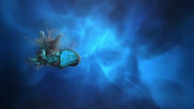 Mavi duman bombasının animasyonu, gri duman bulutu mavinin üzerinde beliren ve kaybolan gri arkaplan. 