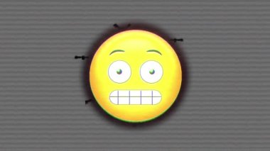 Gri arka planda birden fazla uçan yarasa üzerinde dijital emoji simgesinin animasyonu. Dijital olarak oluşturulmuş görüntü sosyal ağ küresel bağlantılar kavramı.