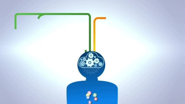 Анимация Плавающих Иконок Над Иконками Паутиной Соединений Светлом Фоне Концепция — стоковое видео