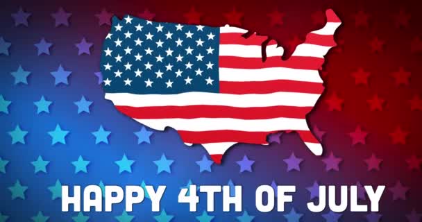 Animation Made Flag Waving Independence Day Text Background Stars United — Stock Video