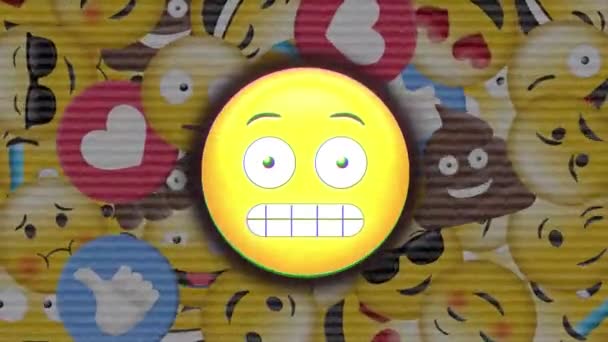 Animação Ícone Emoji Digital Amarelo Sobre Ícones Emoji Digital Fundo — Vídeo de Stock