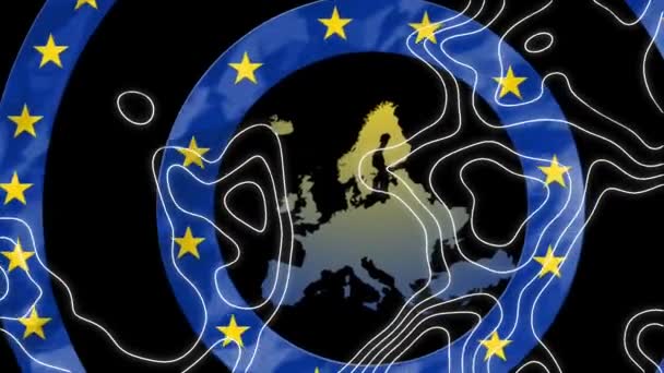 Animazione Circoli Movimento Bandiera Dell Unione Europea Che Sventola Sull — Video Stock