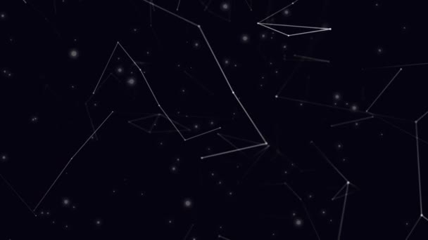 Animace Sítě Zářících Plexových Spojů Světelných Skvrn Proudících Vesmírem Černém — Stock video