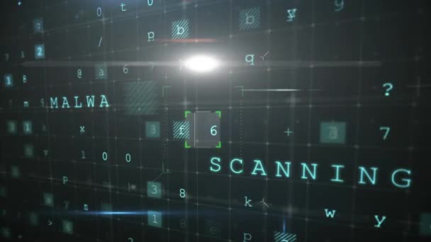 Animatie Van Biometrische Monitor Lezen Vingerafdruk Met Gegevensverwerking Woorden Scannen — Stockvideo