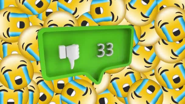 Parmak Aşağı Dijital Emoji Simgeleri Üzerinde Artan Sayıların Animasyonu Dijital — Stok video