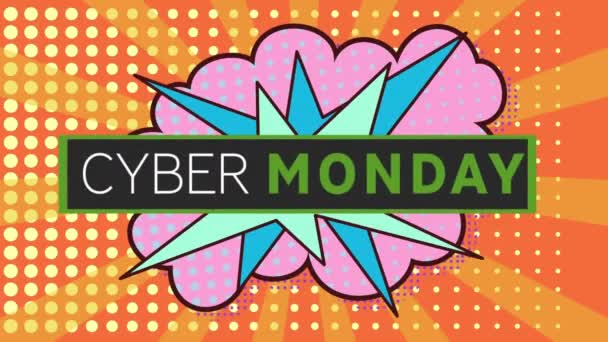 Animation Words Cyber Monday Written White Green Letters Speech Bubble — Stock videók