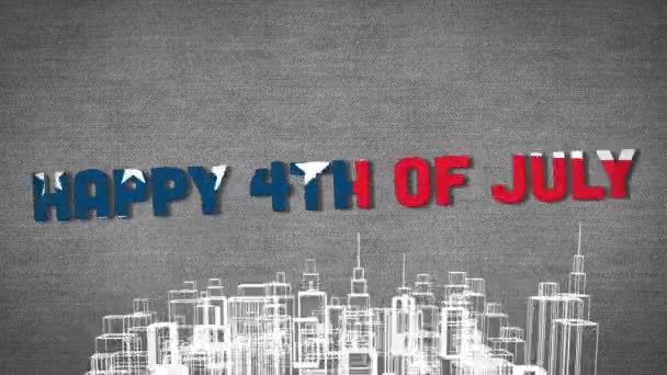 Animation Independence Day Szöveg Készült Amerikai Zászló Lengő Felett Forgó — Stock videók