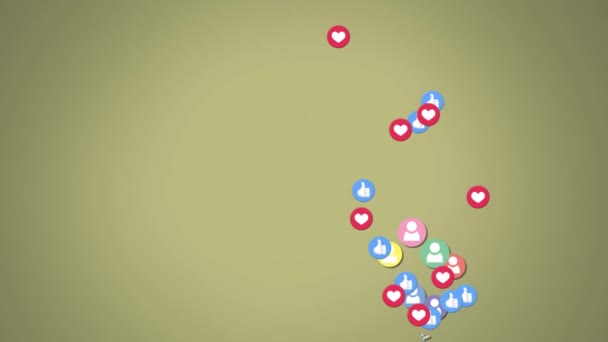 Animation Plusieurs Icônes Emoji Numériques Flottantes Sur Fond Lumineux Social — Video