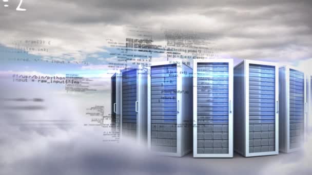 Animação Processamento Dados Equações Matemáticas Flutuantes Sobre Caixas Servidores Conceito — Vídeo de Stock