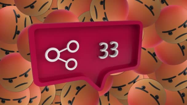Animation Zunehmender Zahlen Über Digitale Emoji Symbole Auf Schwarzem Hintergrund — Stockvideo