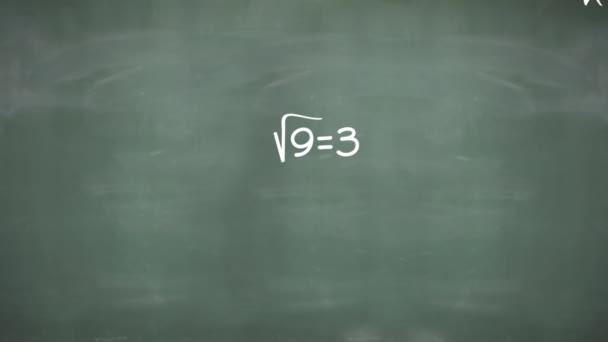 Animación Ecuaciones Matemáticas Flotantes Formas Fondo Verde Concepto Digital Interfaz — Vídeos de Stock