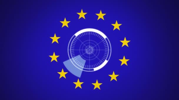 用5G文字动画移动圆环 用移动的星星动画欧洲联盟旗帜 欧洲联盟旗帜和假日概念数字组成 — 图库视频影像