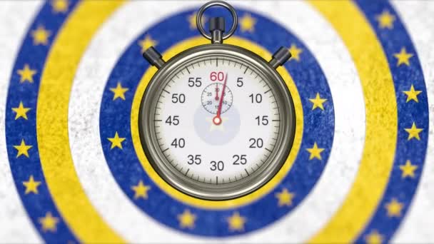 Animatie Van Bewegende Timer Bewegende Cirkels Van Vlag Van Europese — Stockvideo