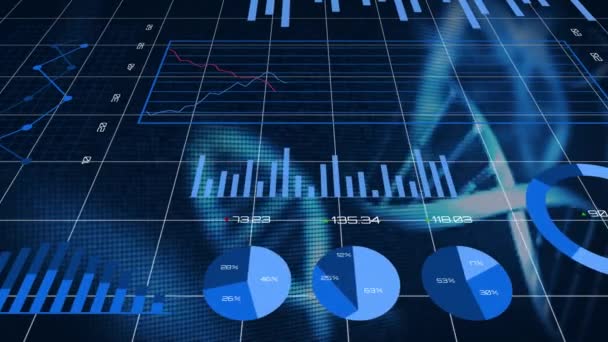 Animation Data Processing Diagrams Spinning Dna Strain Digital Online Security — Stock Video