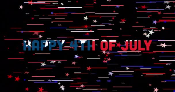 Animation Independence Day Text Made Flag Waving Black Background Lines — Stock Video