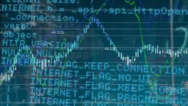 Animación Del Procesamiento Datos Financieros Registro Estadístico Sobre Fondo Azul — Vídeos de Stock