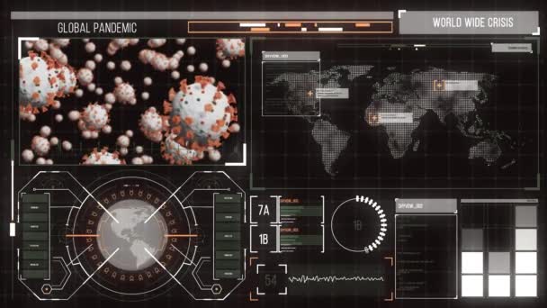 Dijital Arayüz Arkaplanındaki Veri Işleme Istatistik Kaydının Animasyonu Global Coronavirus — Stok video