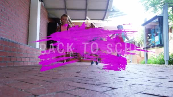 Animazione Delle Parole Back School Scritte Lettere Bianche Pennellata Rosa — Video Stock