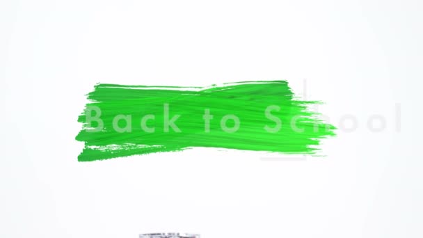 Animazione Delle Parole Back School Scritte Lettere Bianche Pennellate Verdi — Video Stock