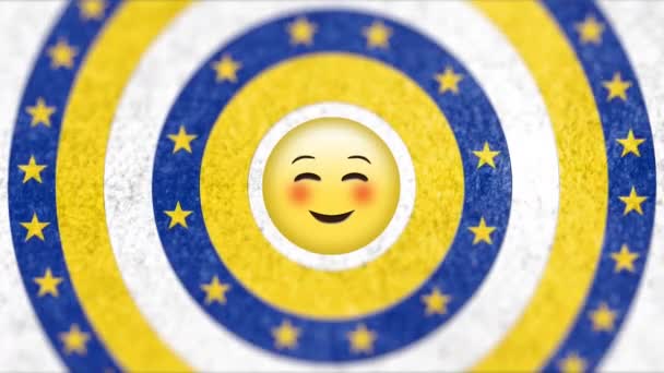 Avrupa Birliği Bayrağından Yapılmış Hareketli Dairelerin Dijital Emoji Ikonu Etrafında — Stok video