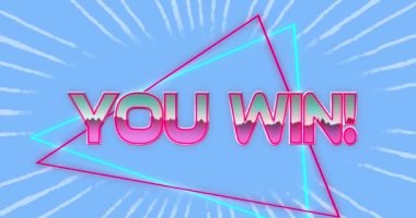 You Win 'in animasyonu! Pembe ve beyaz çizgilerle yazılmış. Mavi arka planda kusursuz bir döngü içinde hipnotik hareketlerle hareket ediyorlar. Tekrarlama soyut ve renk kavramı dijital olarak oluşturuldu.