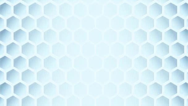 Animation Multiple Green Hexagon Outlines Blue White Hexagon Shapes Moving — Stock Video