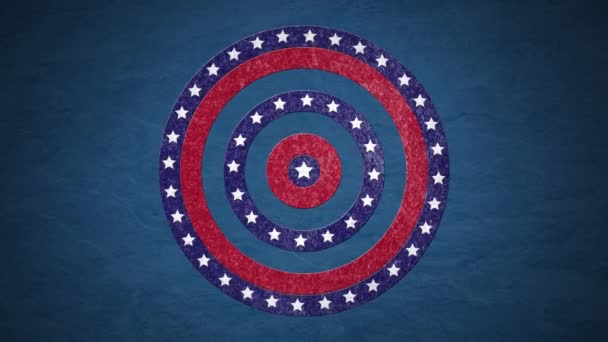 与美国国旗和条纹在蓝色背景上旋转的圆形动画 美国国旗爱国主义概念数字化生成的图像 — 图库视频影像
