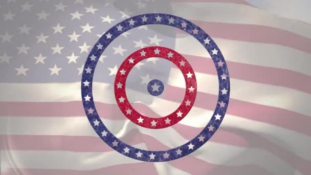 Animation Circles Spinning American Flag Stars Stripes Waving American Background — Stock Video