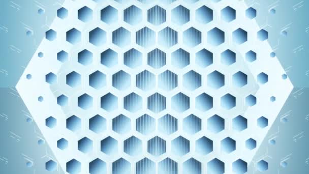 Animation Multiples Formes Hexagonales Bleues Blanches Déplaçant Boucle Sans Couture — Video