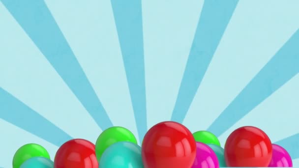 Animace Balónů Plovoucích Nad Rotujícími Modrými Jasně Zářivými Pruhy Pohybujícími — Stock video