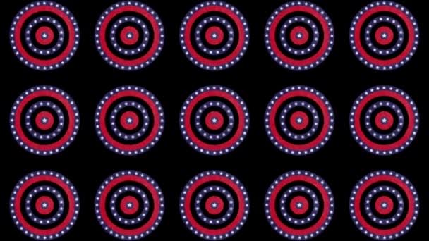 Animation Usa Circles Pack Text Rows Circles Spinning American Flag — Stock Video