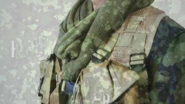 Animación Feliz Día Los Veteranos Texto Sobre Soldado Pensativo Uniforme — Vídeo de stock