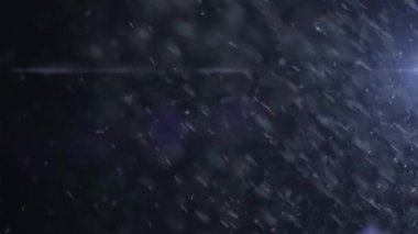 Şiddetli kar yağışı animasyonu. Beyaz çiçeklerin üzerine yağan kar taneleri siyah arka planda hareket ediyor.. 