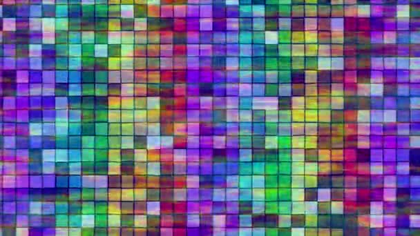 Animacja Ekranu Płytkami Mozaikowymi Jaskrawymi Żywymi Paskami Migoczącymi Hipnotycznym Ruchu — Wideo stockowe