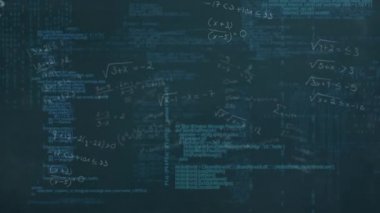 Tahtadaki veri işleme üzerine yazılmış el yazısıyla yazılmış bilimsel formüllerin animasyonu. Eðitim araþtýrma ve matematik konsepti dijital olarak üretilen görüntü.