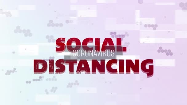 Animace Slov Coronavirus Social Distancing Přes Pohybující Šestiúhelníkové Buňky Bílém — Stock video