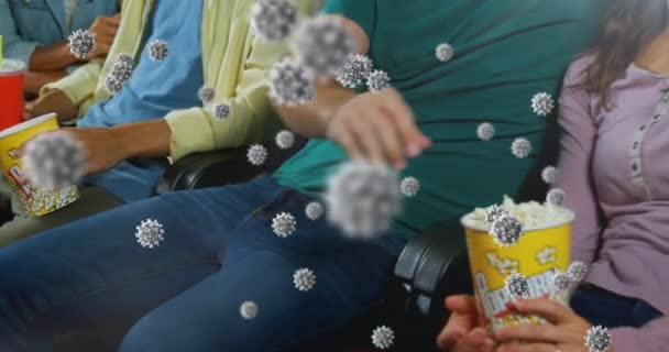 Animatie Van Het Coronavirus Covid Cellen Verspreid Een Gelukkig Stel — Stockvideo