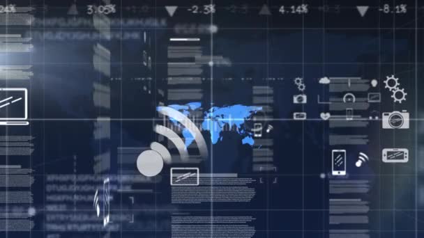 Animation Balayage Portée Des Statistiques Sur Carte Monde Montrant Les — Video