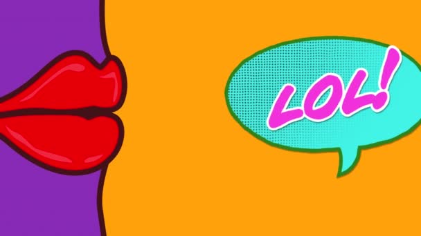Lol Animációja Szöveg Írt Rajzfilm Retro Beszéd Buborék Mozgó Hipnotikus — Stock videók