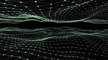 Plexus Efekt Paketi 'nin dijital yeşil ve pembe parıldayan pleksus, bağlantılar ağı ve veri işleme üzerindeki animasyonu. Çevrimiçi güvenlik ve kimlik kavramı dijital olarak oluşturuldu.