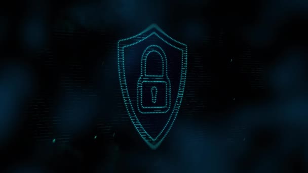 Animatie Van Security Iconen Pack Van Tekst Hangslot Digitale Biometrische — Stockvideo