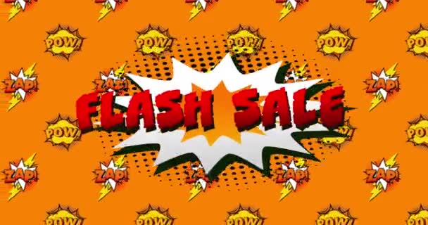 Animation Rouge Flash Vente Sur Bulle Parole Sur Pow Zap — Video