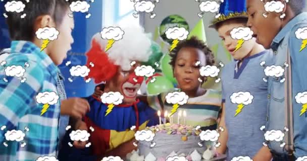 Animáció Felhő Mennydörgés Rajzfilm Retro Beszéd Buborékok Gyerekek Szórakozás Születésnapi — Stock videók