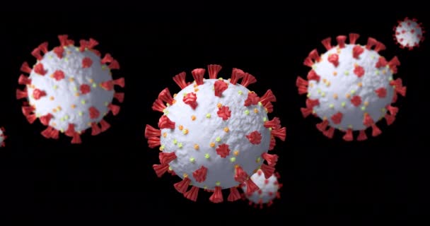 Siyah Arka Planda Dönen Makro Koronavirüs Covid Hücrenin Animasyonu Laç — Stok video