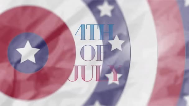 Анимация Текста Июля Фоне Звезд Полос Американского Флага Концепция Независимости — стоковое видео