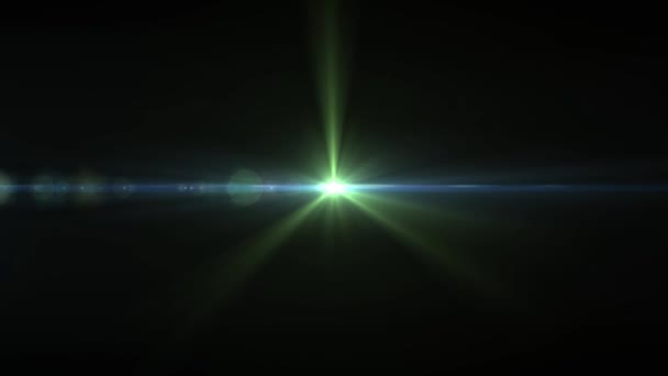 Animatie Van Green Flares Met Gloeiende Licht Lensvlekken Die Hypnotiserende — Stockvideo